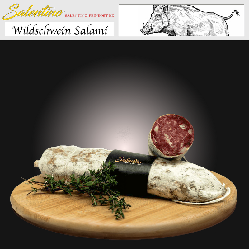 Wildschwein Salami, Salami mit Wildschweinfleisch, online bestellbar, italienische salami online kaufen